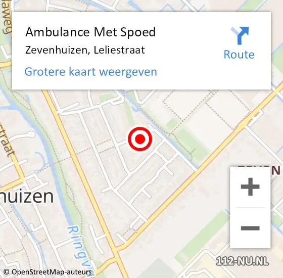 Locatie op kaart van de 112 melding: Ambulance Met Spoed Naar Zevenhuizen, Leliestraat op 5 juli 2021 11:30