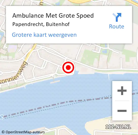 Locatie op kaart van de 112 melding: Ambulance Met Grote Spoed Naar Papendrecht, Buitenhof op 5 juli 2021 12:06