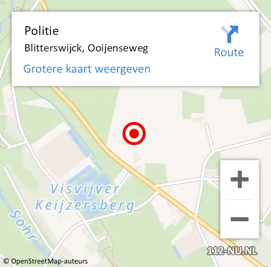 Locatie op kaart van de 112 melding: Politie Blitterswijck, Ooijenseweg op 5 juli 2021 12:10