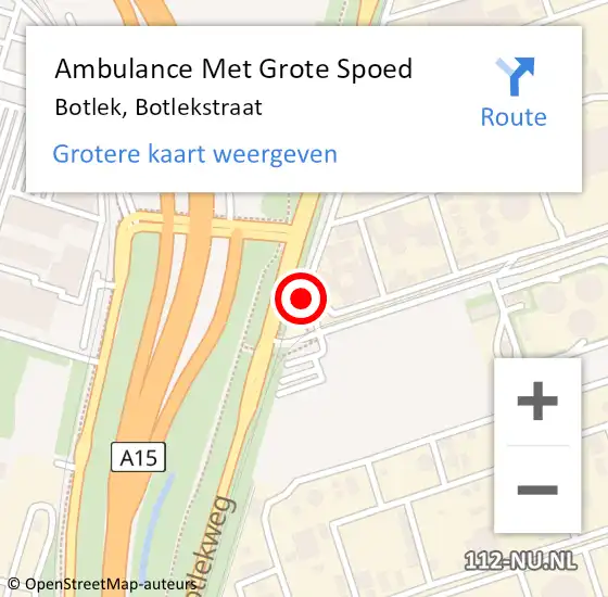 Locatie op kaart van de 112 melding: Ambulance Met Grote Spoed Naar Botlek, Botlekstraat op 5 juli 2021 12:20