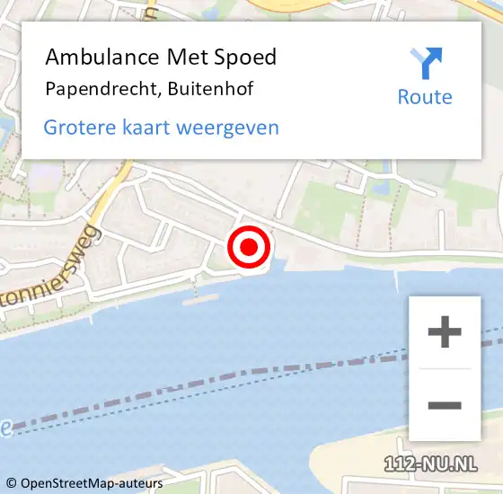 Locatie op kaart van de 112 melding: Ambulance Met Spoed Naar Papendrecht, Buitenhof op 5 juli 2021 12:29