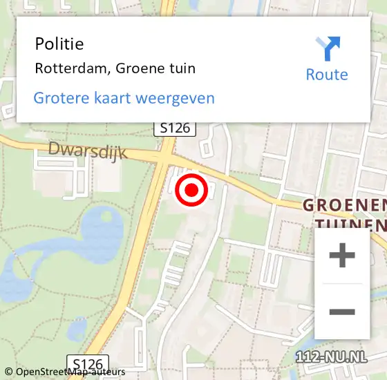 Locatie op kaart van de 112 melding: Politie Rotterdam, Groene tuin op 5 juli 2021 13:09