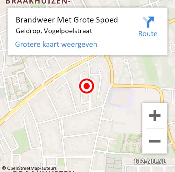 Locatie op kaart van de 112 melding: Brandweer Met Grote Spoed Naar Geldrop, Vogelpoelstraat op 5 juli 2021 13:13