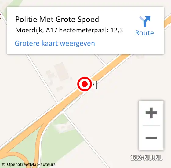 Locatie op kaart van de 112 melding: Politie Met Grote Spoed Naar Moerdijk, A17 hectometerpaal: 12,3 op 5 juli 2021 13:31