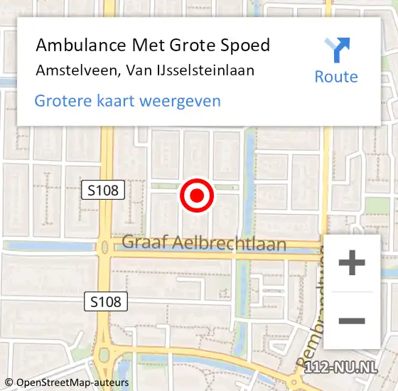 Locatie op kaart van de 112 melding: Ambulance Met Grote Spoed Naar Amstelveen, Van IJsselsteinlaan op 5 juli 2021 13:46