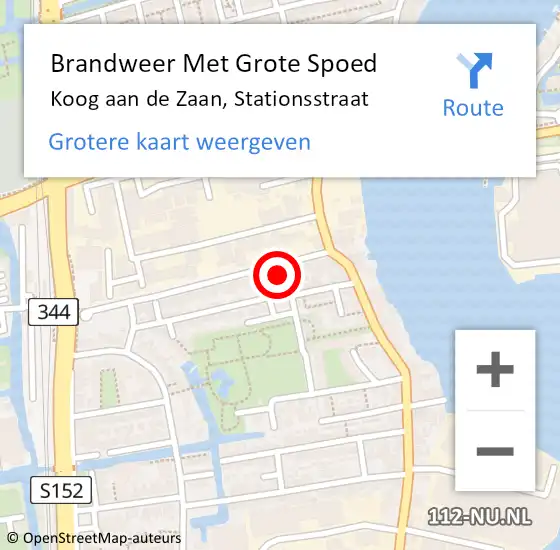 Locatie op kaart van de 112 melding: Brandweer Met Grote Spoed Naar Koog aan de Zaan, Stationsstraat op 5 juli 2021 13:52