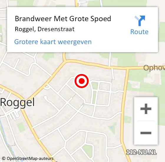 Locatie op kaart van de 112 melding: Brandweer Met Grote Spoed Naar Roggel, Dresenstraat op 5 juli 2021 14:02