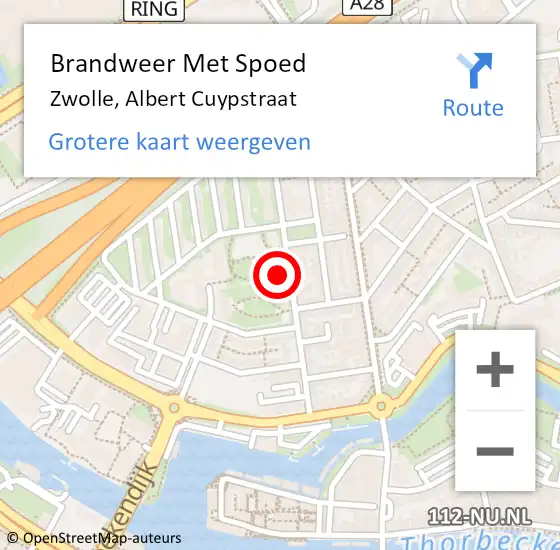 Locatie op kaart van de 112 melding: Brandweer Met Spoed Naar Zwolle, Albert Cuypstraat op 5 juli 2021 14:31