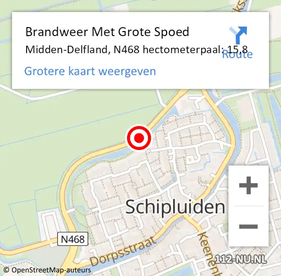 Locatie op kaart van de 112 melding: Brandweer Met Grote Spoed Naar Midden-Delfland, N468 hectometerpaal: 15,8 op 5 juli 2021 14:35