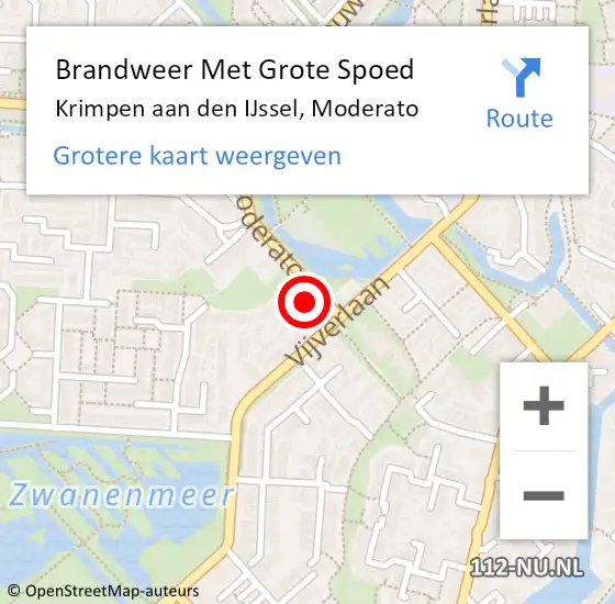 Locatie op kaart van de 112 melding: Brandweer Met Grote Spoed Naar Krimpen aan den IJssel, Moderato op 5 juli 2021 14:37