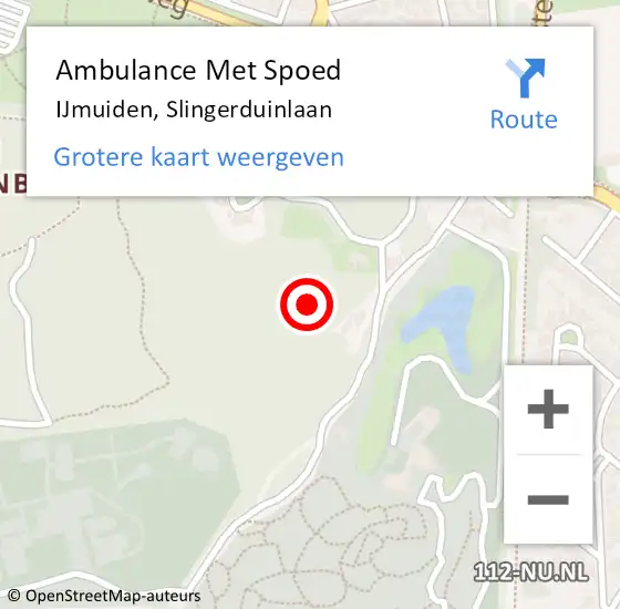 Locatie op kaart van de 112 melding: Ambulance Met Spoed Naar IJmuiden, Slingerduinlaan op 5 juli 2021 14:52