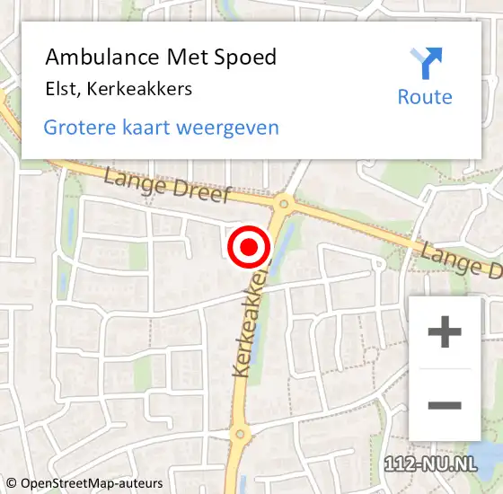 Locatie op kaart van de 112 melding: Ambulance Met Spoed Naar Elst, Kerkeakkers op 5 juli 2021 15:17