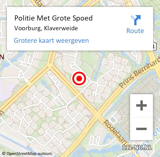 Locatie op kaart van de 112 melding: Politie Met Grote Spoed Naar Voorburg, Klaverweide op 5 juli 2021 15:24