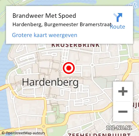 Locatie op kaart van de 112 melding: Brandweer Met Spoed Naar Hardenberg, Burgemeester Bramerstraat op 5 juli 2021 15:52