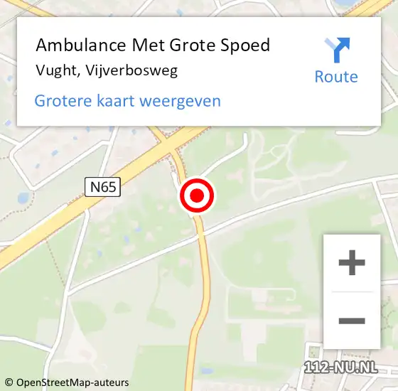 Locatie op kaart van de 112 melding: Ambulance Met Grote Spoed Naar Vught, Vijverbosweg op 5 juli 2021 16:28