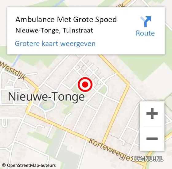 Locatie op kaart van de 112 melding: Ambulance Met Grote Spoed Naar Nieuwe-Tonge, Tuinstraat op 5 juli 2021 16:36