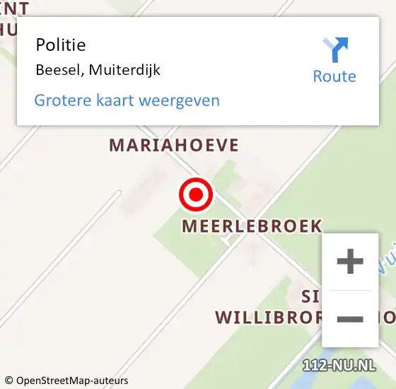 Locatie op kaart van de 112 melding: Politie Beesel, Muiterdijk op 5 juli 2021 16:42