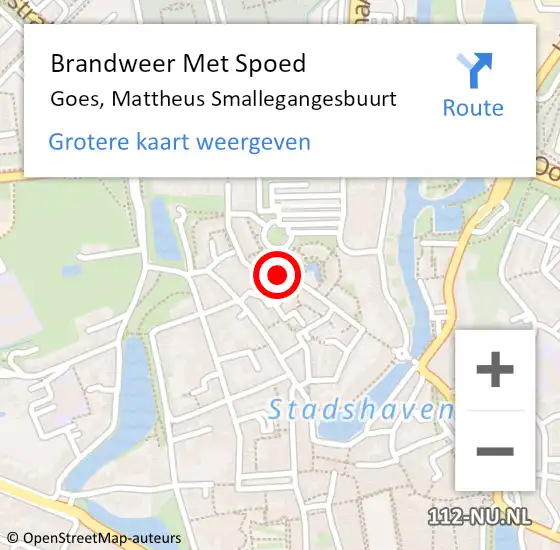 Locatie op kaart van de 112 melding: Brandweer Met Spoed Naar Goes, Mattheus Smallegangesbuurt op 5 juli 2021 17:26