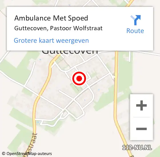 Locatie op kaart van de 112 melding: Ambulance Met Spoed Naar Guttecoven, Pastoor Wolfstraat op 15 juni 2014 13:33