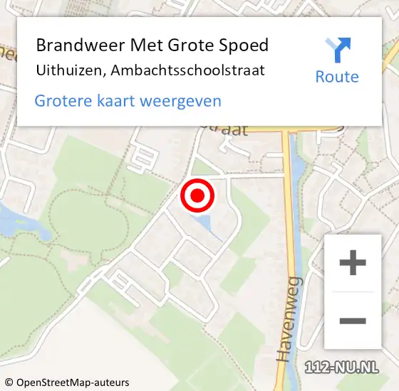 Locatie op kaart van de 112 melding: Brandweer Met Grote Spoed Naar Uithuizen, Ambachtsschoolstraat op 5 juli 2021 17:28