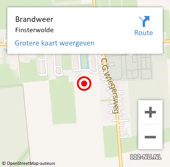 Locatie op kaart van de 112 melding: Brandweer Finsterwolde op 15 juni 2014 13:34