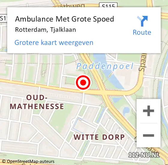 Locatie op kaart van de 112 melding: Ambulance Met Grote Spoed Naar Rotterdam, Tjalklaan op 5 juli 2021 17:42