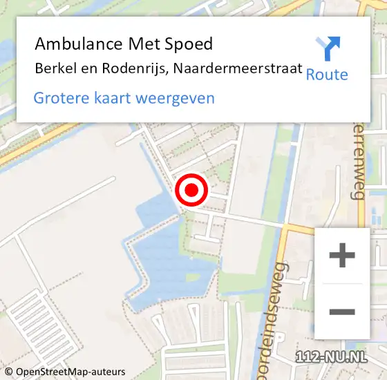 Locatie op kaart van de 112 melding: Ambulance Met Spoed Naar Berkel en Rodenrijs, Naardermeerstraat op 5 juli 2021 17:49