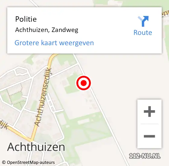 Locatie op kaart van de 112 melding: Politie Achthuizen, Zandweg op 5 juli 2021 17:58