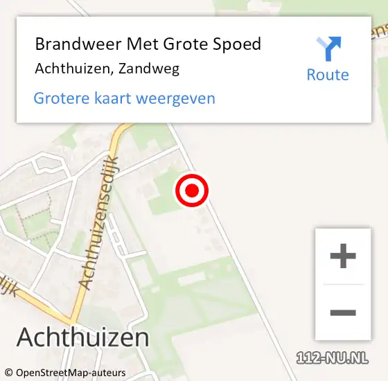 Locatie op kaart van de 112 melding: Brandweer Met Grote Spoed Naar Achthuizen, Zandweg op 5 juli 2021 17:59