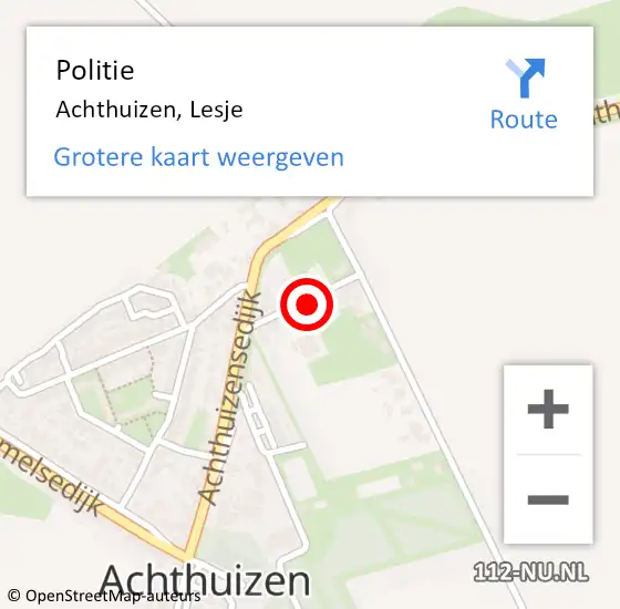 Locatie op kaart van de 112 melding: Politie Achthuizen, Lesje op 5 juli 2021 18:02