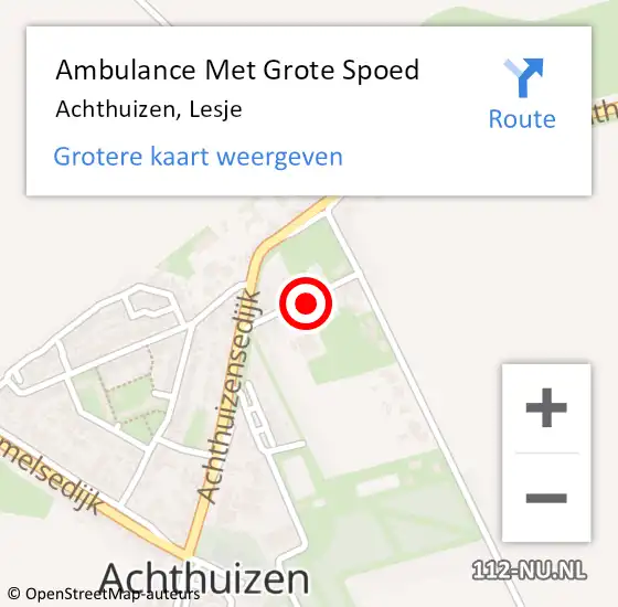 Locatie op kaart van de 112 melding: Ambulance Met Grote Spoed Naar Achthuizen, Lesje op 5 juli 2021 18:04