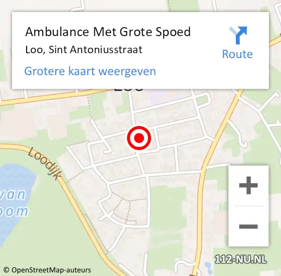 Locatie op kaart van de 112 melding: Ambulance Met Grote Spoed Naar Loo, Sint Antoniusstraat op 5 juli 2021 18:16