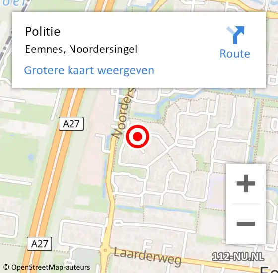 Locatie op kaart van de 112 melding: Politie Eemnes, Noordersingel op 5 juli 2021 18:16