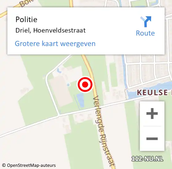Locatie op kaart van de 112 melding: Politie Driel, Hoenveldsestraat op 5 juli 2021 18:21