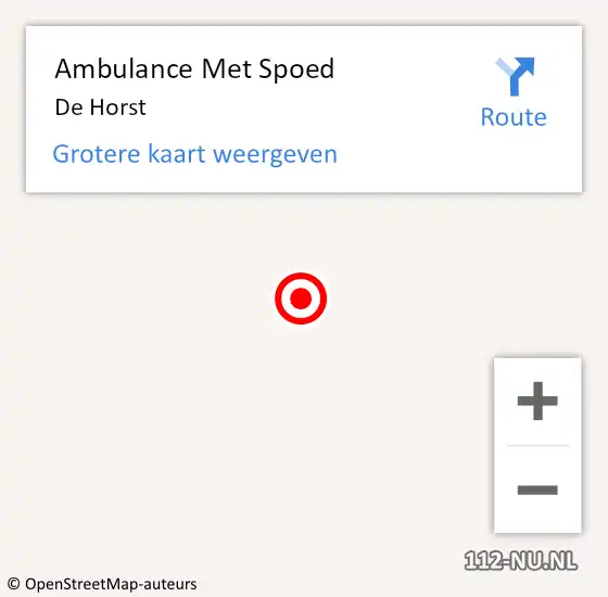 Locatie op kaart van de 112 melding: Ambulance Met Spoed Naar De Horst op 15 juni 2014 13:43