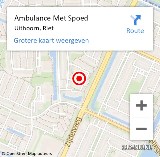 Locatie op kaart van de 112 melding: Ambulance Met Spoed Naar Uithoorn, Riet op 5 juli 2021 18:50