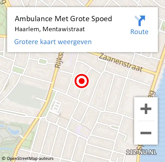 Locatie op kaart van de 112 melding: Ambulance Met Grote Spoed Naar Haarlem, Mentawistraat op 5 juli 2021 19:10