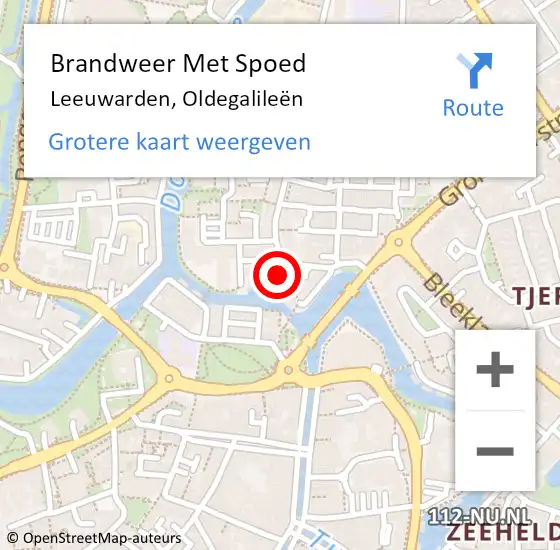 Locatie op kaart van de 112 melding: Brandweer Met Spoed Naar Leeuwarden, Oldegalileën op 5 juli 2021 19:16