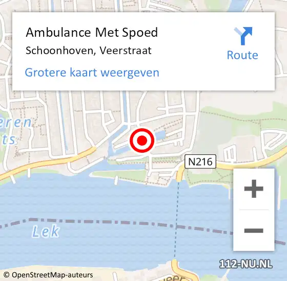 Locatie op kaart van de 112 melding: Ambulance Met Spoed Naar Schoonhoven, Veerstraat op 5 juli 2021 19:26