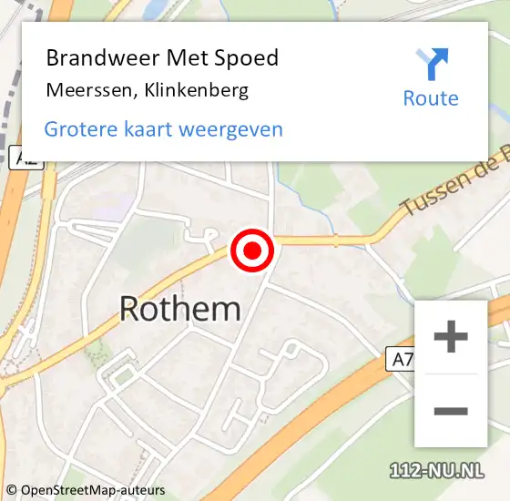 Locatie op kaart van de 112 melding: Brandweer Met Spoed Naar Meerssen, Klinkenberg op 5 juli 2021 19:39