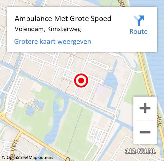 Locatie op kaart van de 112 melding: Ambulance Met Grote Spoed Naar Volendam, Kimsterweg op 5 juli 2021 20:00