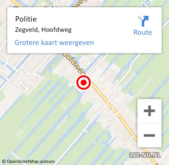 Locatie op kaart van de 112 melding: Politie Zegveld, Hoofdweg op 5 juli 2021 20:05