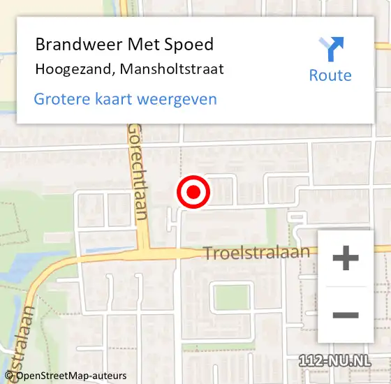 Locatie op kaart van de 112 melding: Brandweer Met Spoed Naar Hoogezand, Mansholtstraat op 5 juli 2021 20:09