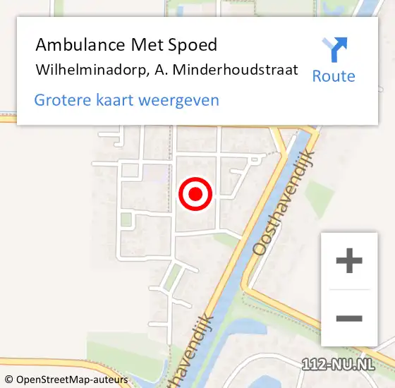 Locatie op kaart van de 112 melding: Ambulance Met Spoed Naar Wilhelminadorp, A. Minderhoudstraat op 5 oktober 2013 07:32