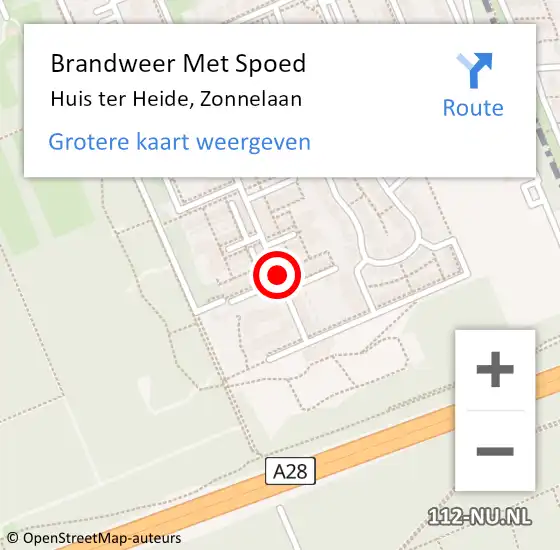 Locatie op kaart van de 112 melding: Brandweer Met Spoed Naar Huis ter Heide, Zonnelaan op 5 juli 2021 21:14