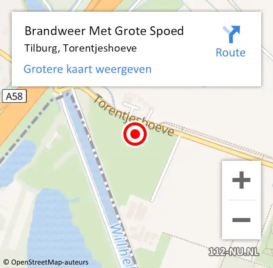 Locatie op kaart van de 112 melding: Brandweer Met Grote Spoed Naar Tilburg, Torentjeshoeve op 5 juli 2021 21:17