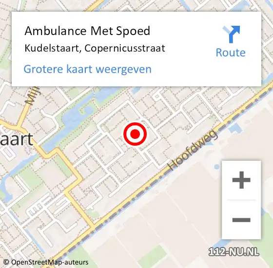 Locatie op kaart van de 112 melding: Ambulance Met Spoed Naar Kudelstaart, Copernicusstraat op 5 juli 2021 21:20