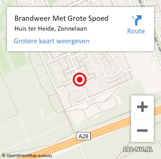 Locatie op kaart van de 112 melding: Brandweer Met Grote Spoed Naar Huis ter Heide, Zonnelaan op 5 juli 2021 21:21