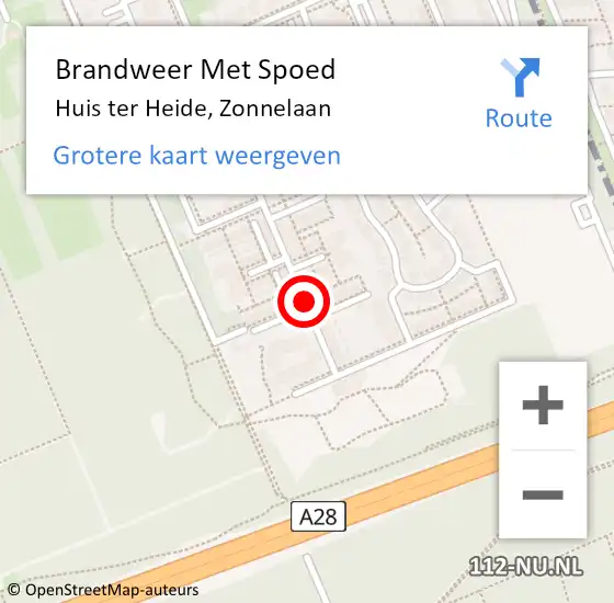 Locatie op kaart van de 112 melding: Brandweer Met Spoed Naar Huis ter Heide, Zonnelaan op 5 juli 2021 21:29
