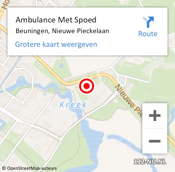 Locatie op kaart van de 112 melding: Ambulance Met Spoed Naar Beuningen, Nieuwe Pieckelaan op 5 juli 2021 21:29